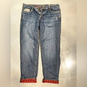 Eddie Bauer women’s dark indigo flannel lined jeans Sz 10